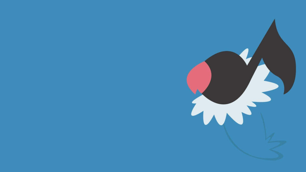 Chatot Pokémon Minimalistic Wallpaper on Solid Blue Background