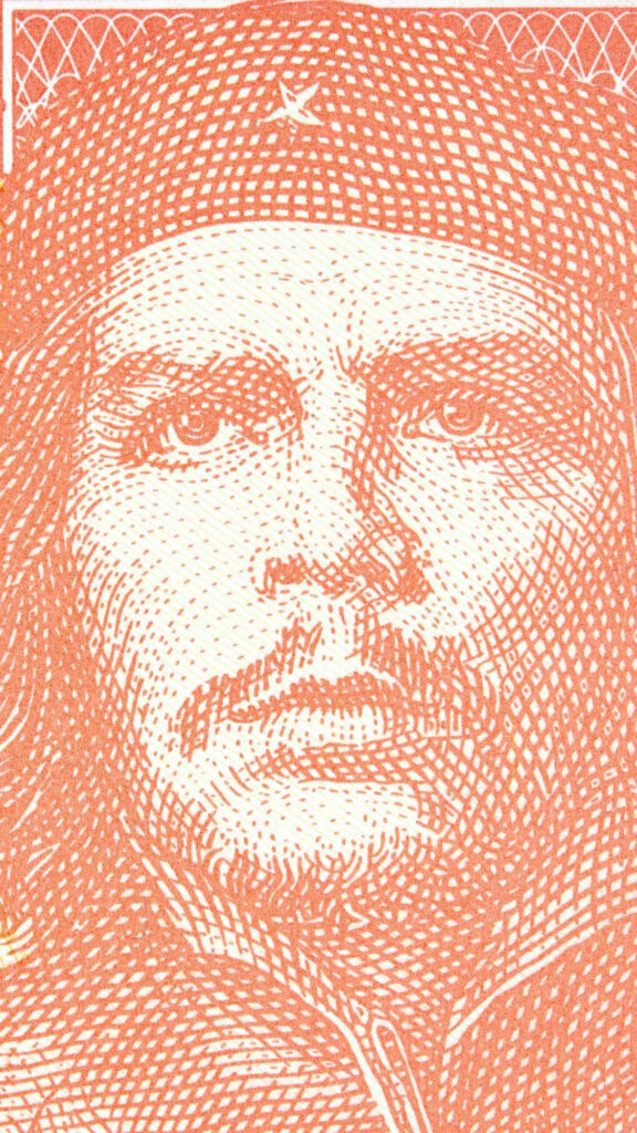 Che Guevara portrait wallpaper with bold textured lines capturing his revolutionary spirit