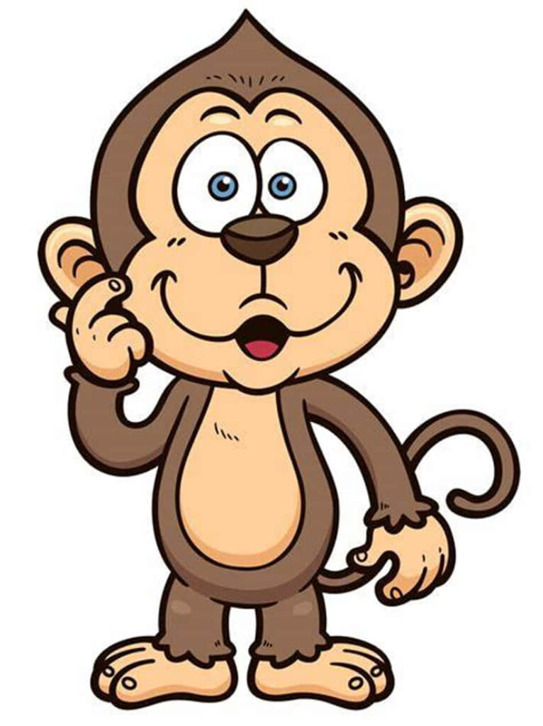 Playful Cartoon Monkey Wallpaper with Cheeky Expression and Whimsy