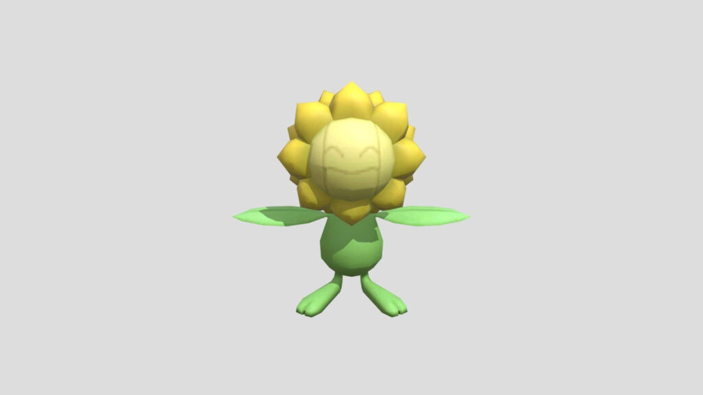 Cheerful 3D Sunflower Wallpaper on Simple Gray Background