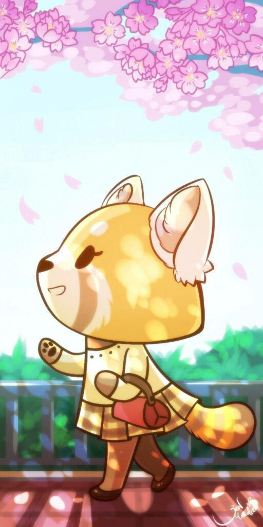 Aggretsuko Cherry Blossom Wallpaper: Cheerful Anime Background