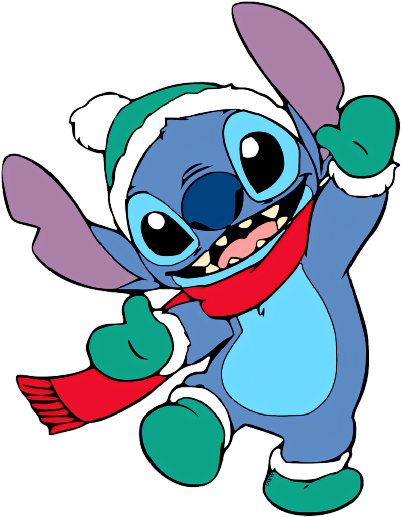 Animated Blue Character in Festive Winter Attire - Joyful Wallpaper