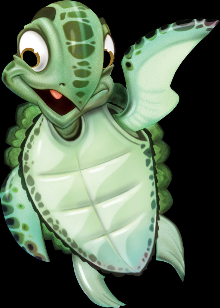 Cheerful Animated Sea Turtle Wallpaper - Vibrant Marine Delight