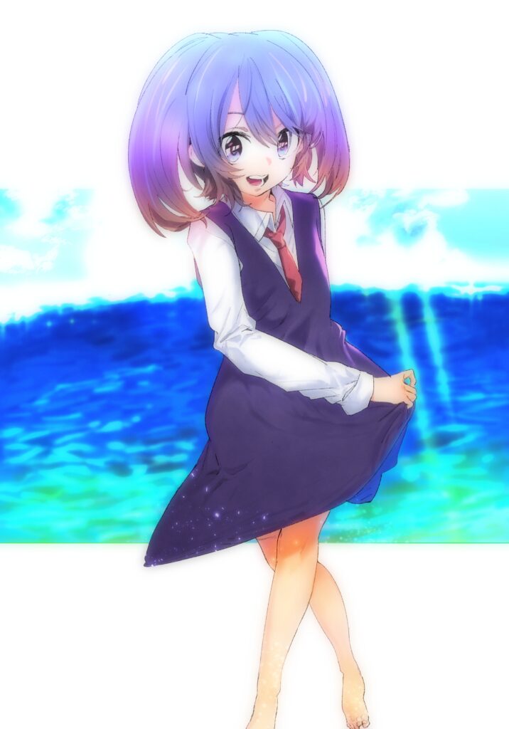 Cheerful Anime Girl Wallpaper: Joyful Dance with Colorful Background