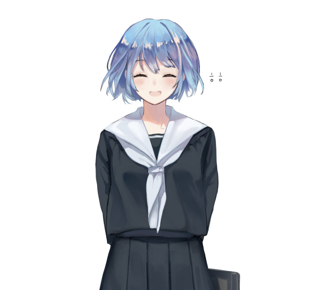 Cheerful Anime Girl in Sailor Suit on White Background Wallpaper