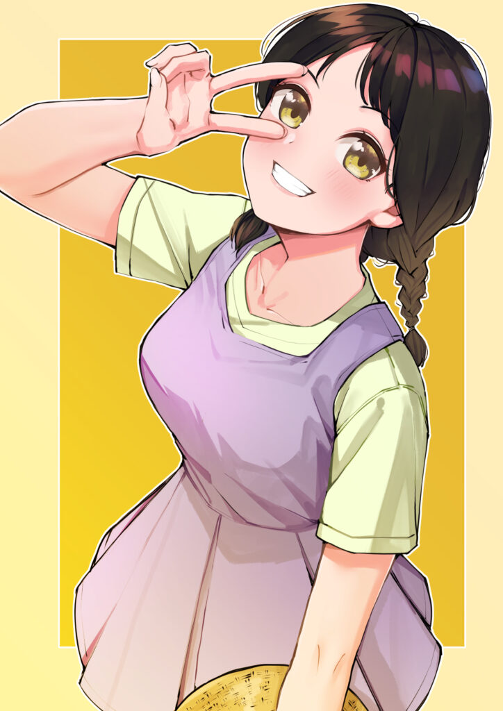 Cheerful Anime Girl Wallpaper - Bright Pastel & Vibrant Yellow