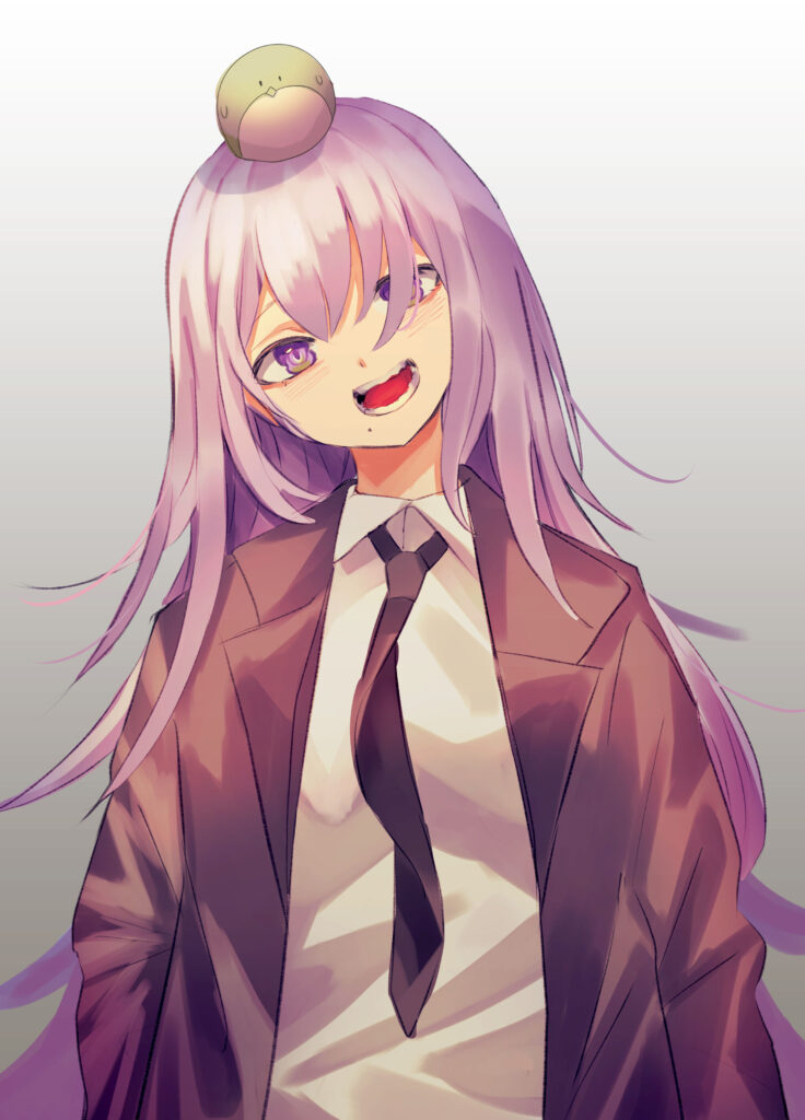 Cheerful Anime Girl in Suit with Adorable Creature - Vibrant Wallpaper