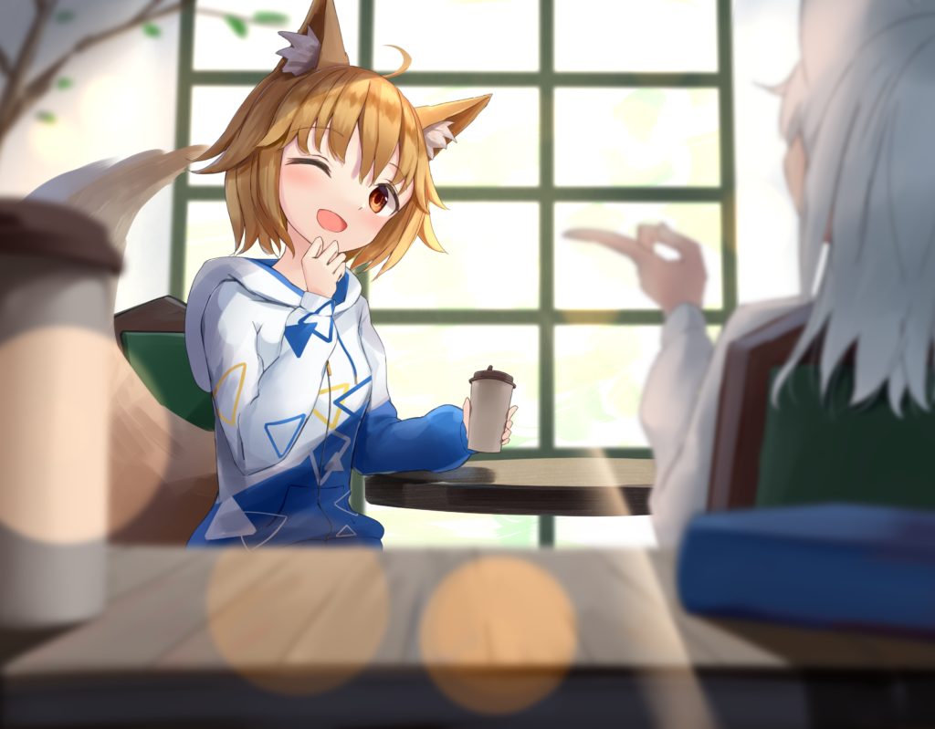 Cheerful Anime Girl with Cat Ears in Sunny Room Wallpaper