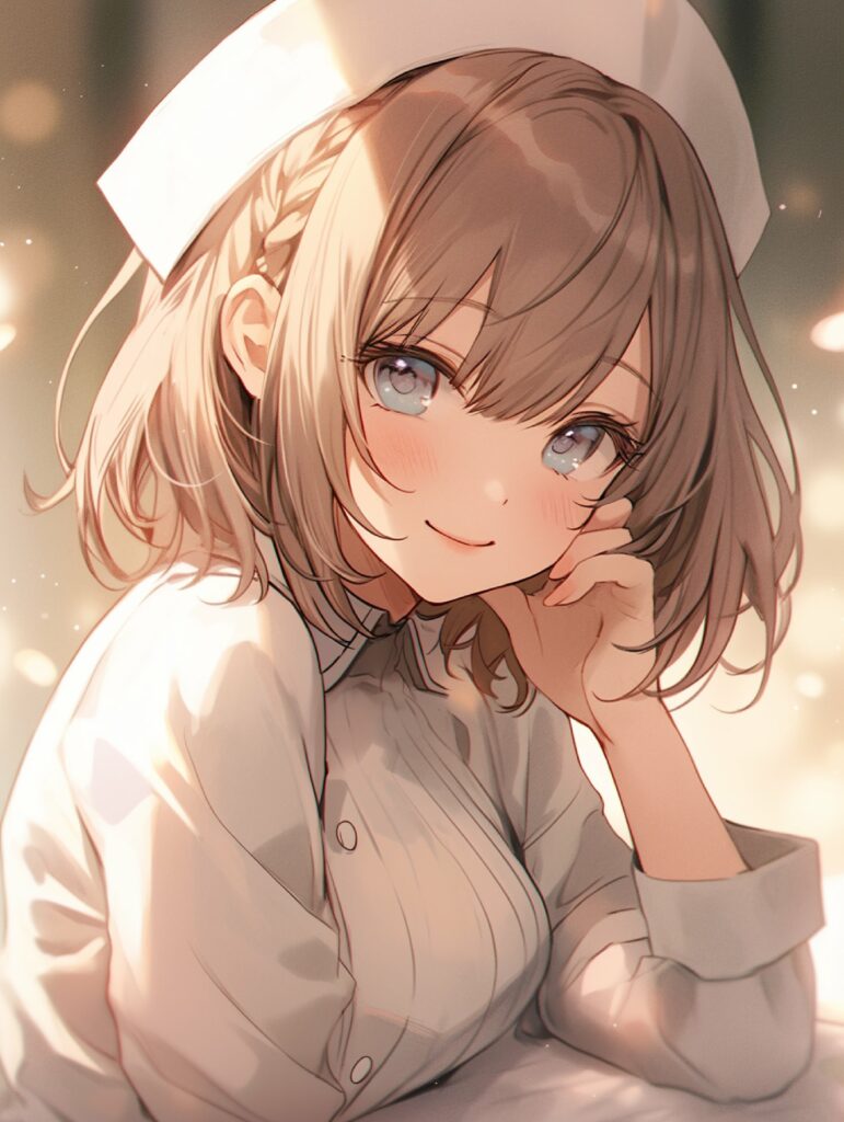Cheerful Anime Nurse Wallpaper - Soft Lighting & Warm Atmosphere