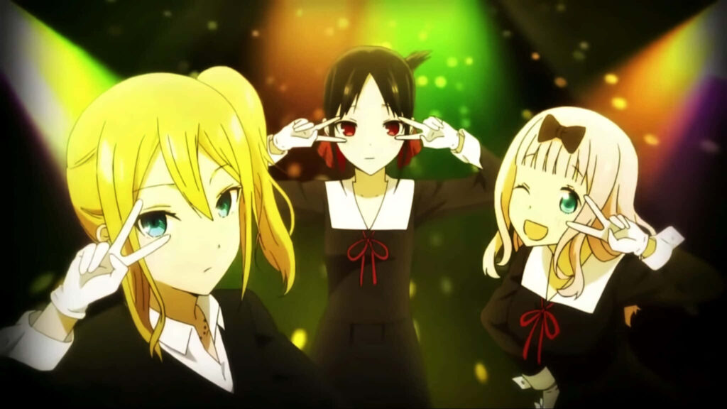 Cheerful Anime School Girls Party Wallpaper - Vibrant Background