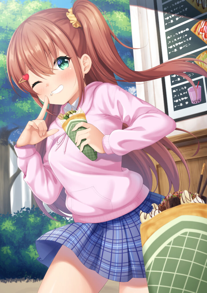 Cheerful Anime Girl with Ice Cream - Colorful Wallpaper Background