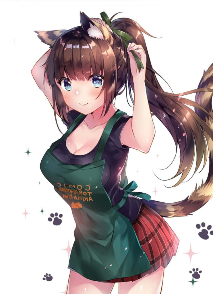 Vibrant Anime Wallpaper: Cheerful Character with Ears and Tail