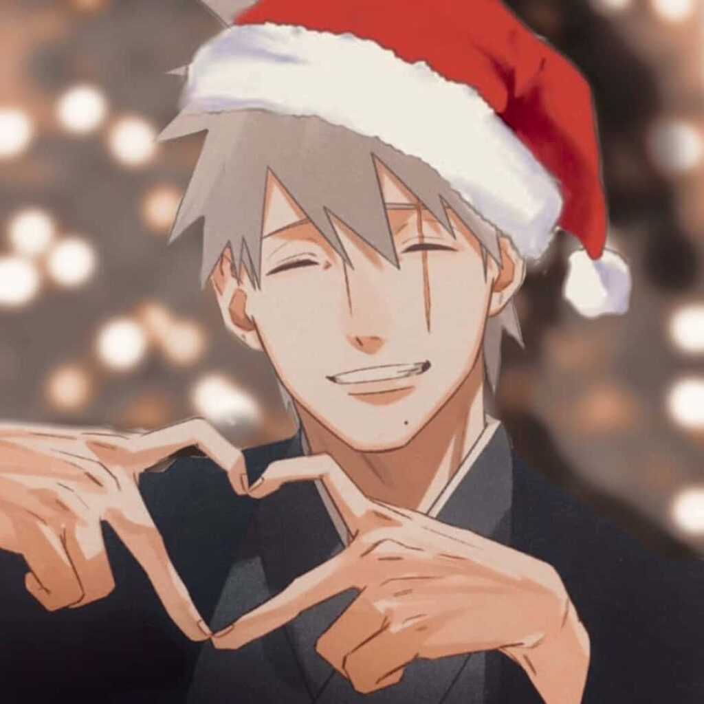 Festive Anime Wallpaper: Smiling Character in Santa Hat