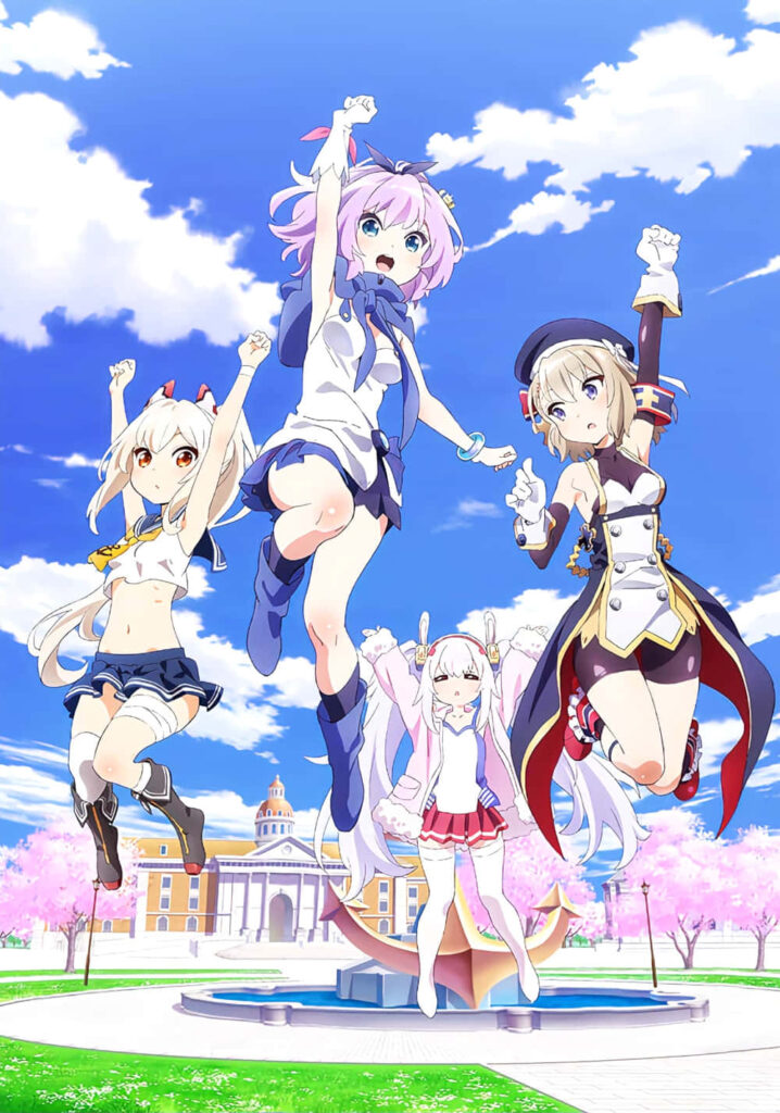 Cheerful Azur Lane Characters in Blooming Cherry Blossom Wallpaper