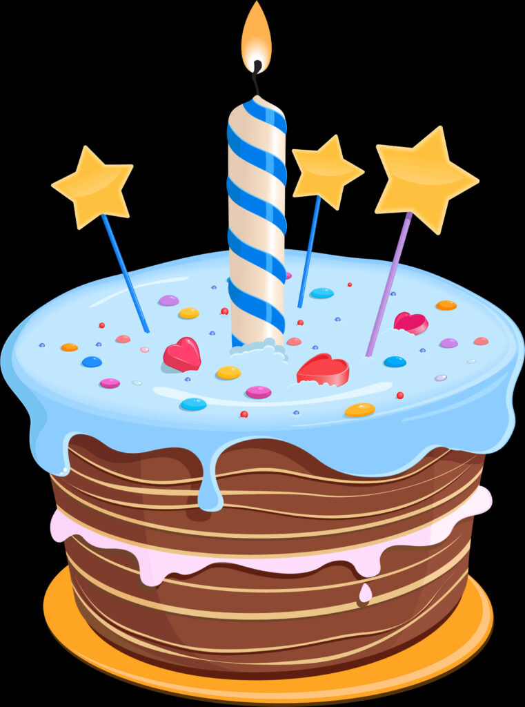 Vibrant Birthday Cake Wallpaper with Blue Icing & Star Decorations