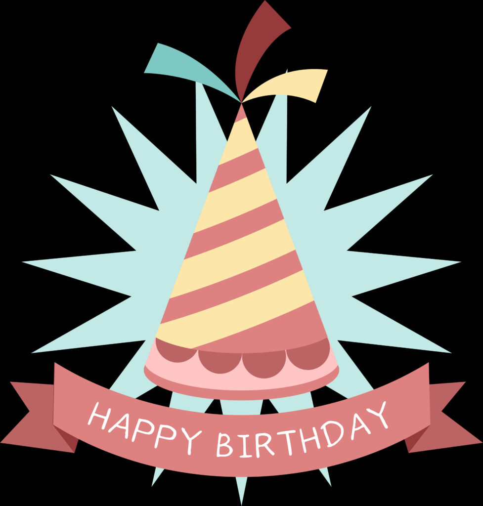 Cheerful Birthday Hat Wallpaper with Festive Banner & Starburst Background