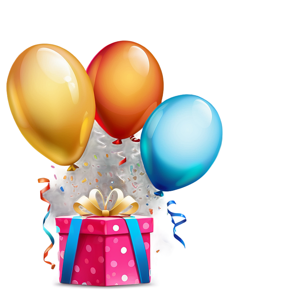 Festive Pink Gift Box Wallpaper with Colorful Balloons & Streamers