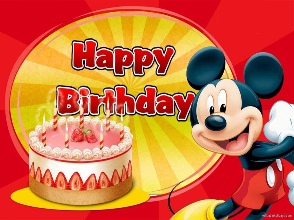 Cheerful Birthday Wallpaper with Cake & Festive Background