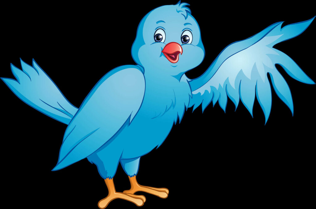 Cheerful Blue Cartoon Bird Wallpaper on Transparent Background
