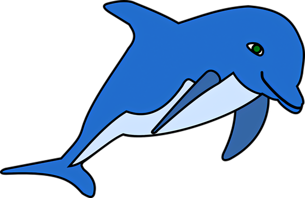 Playful Blue Cartoon Dolphin Wallpaper for Fun Digital Background