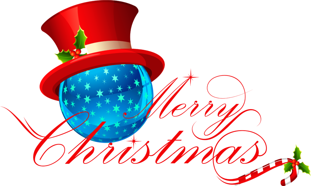 Vibrant Blue Ornament & Merry Christmas Wallpaper for Holiday Cheer