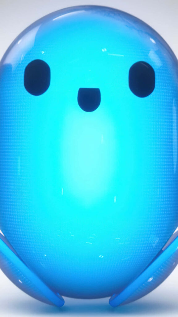 Cheerful Blue Robot Wallpaper from Ron's Gone Wrong - Minimalist Design
