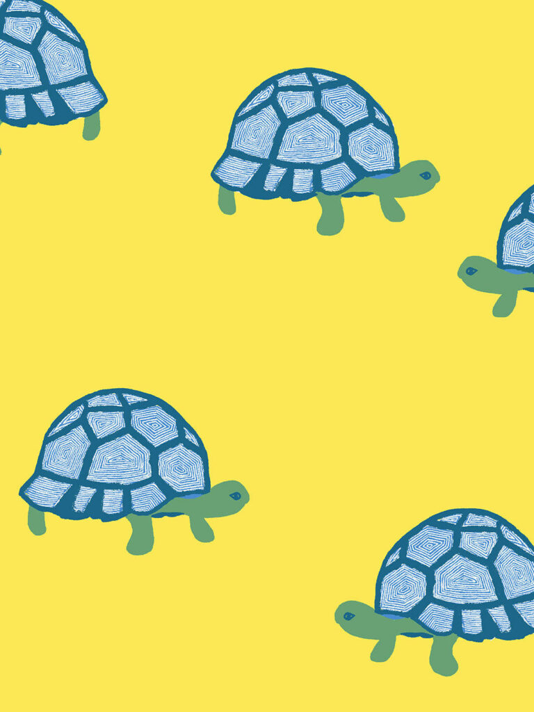 Cheerful Blue Tortoises Wallpaper on Vibrant Yellow Background