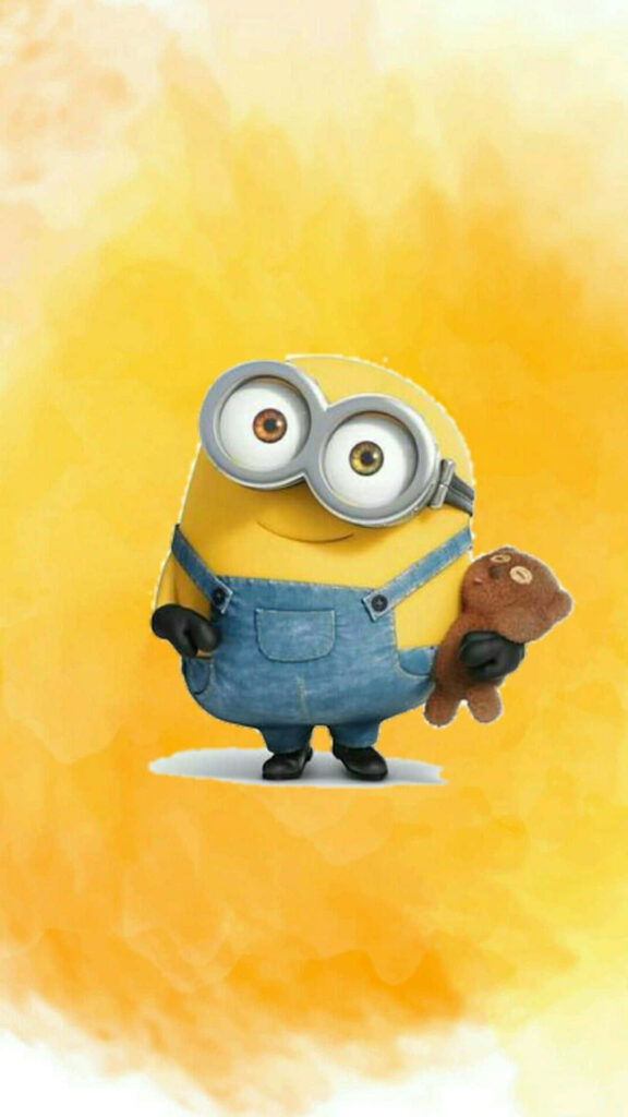 Cheerful Bob the Minion Wallpaper for iPhone - Vibrant Yellow Background