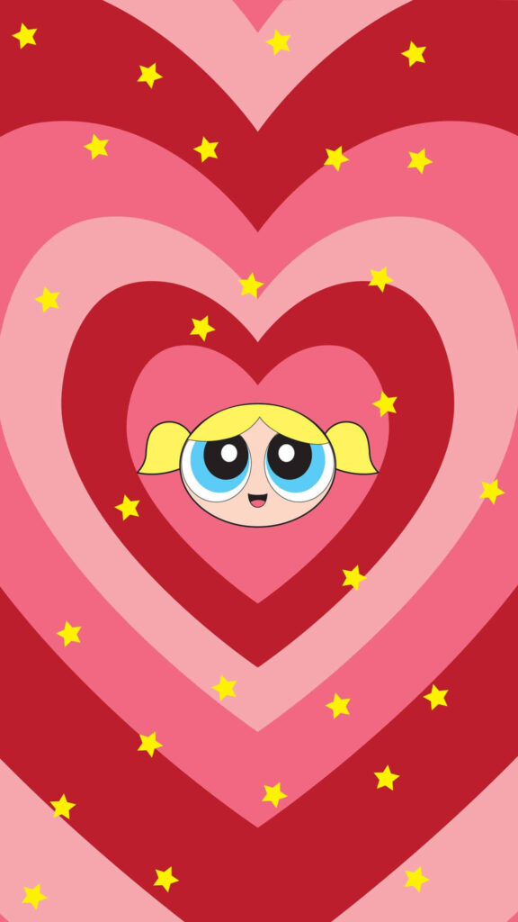 Cheerful Bubbles Wallpaper: Pink & Red Hearts with Yellow Stars