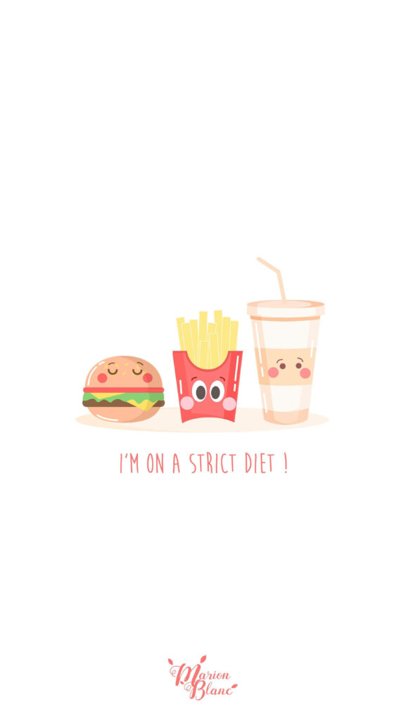 Cheerful Burger, Fries & Drink Wallpaper – ‘I’m on a Strict Diet!’