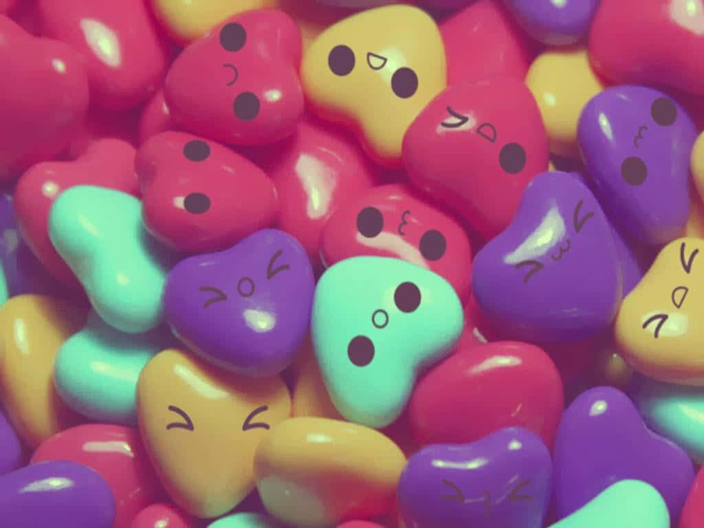 Colorful Candy Hearts Wallpaper: Cheerful & Playful Background