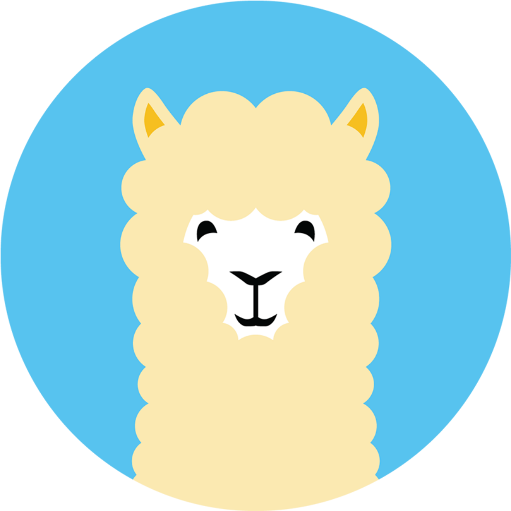 Cheerful Cartoon Alpaca Wallpaper on Bright Blue Background