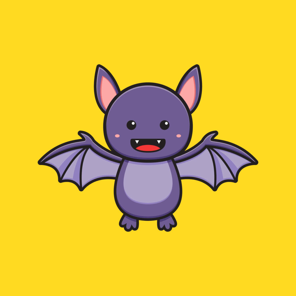 Cheerful Cartoon Bat Wallpaper on Vibrant Yellow Background