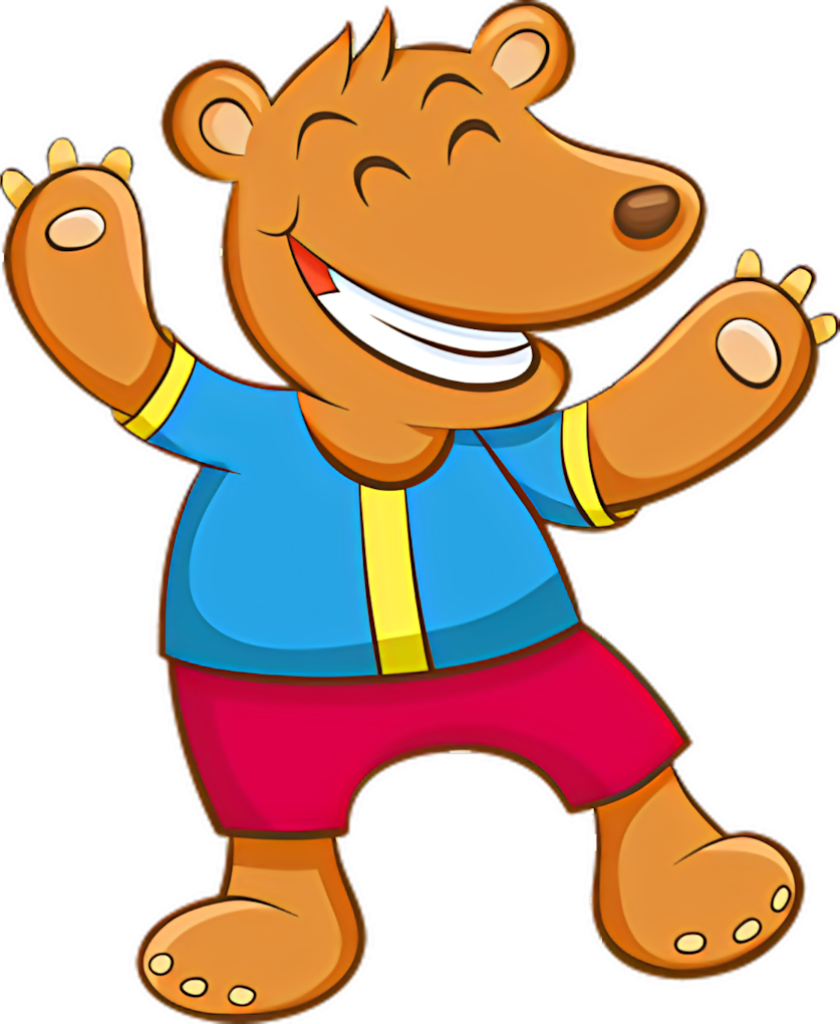 Cheerful Cartoon Bear Wallpaper: Joyful & Colorful Design