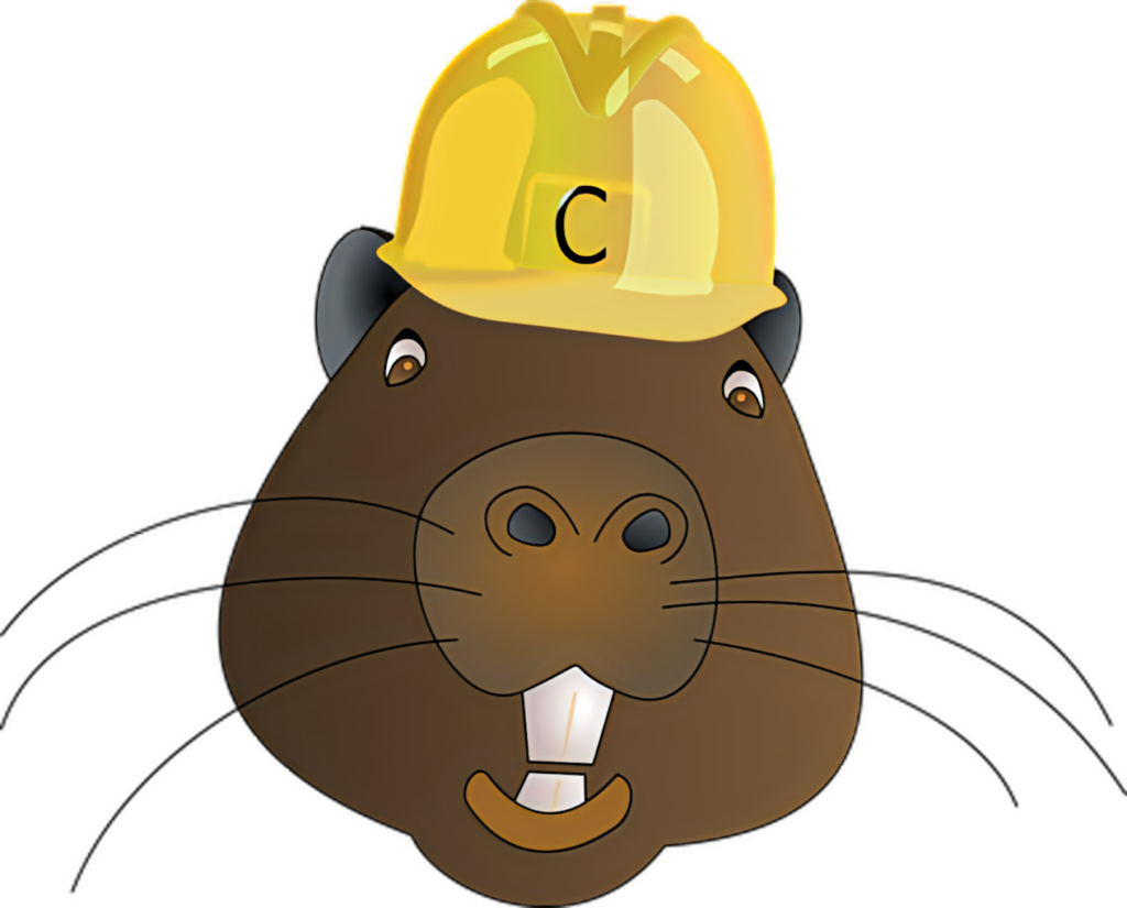 Cheerful Cartoon Beaver in Hard Hat - Whimsical Construction Wallpaper
