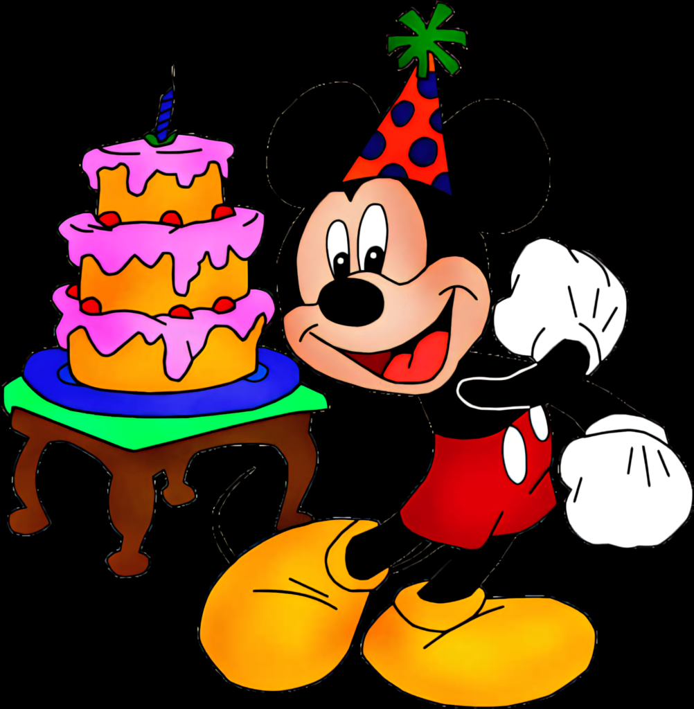 Festive Cartoon Character with Colorful Cake Wallpaper for Celebrations