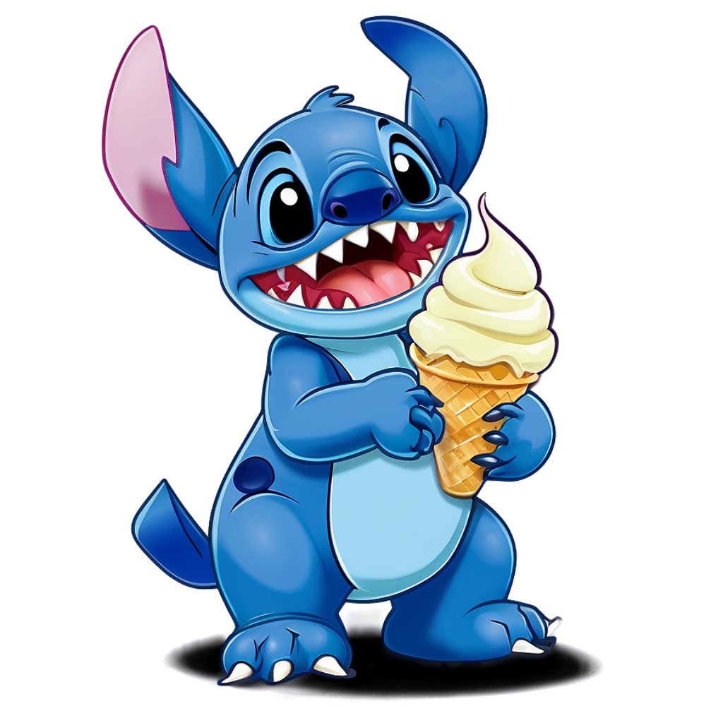 Cheerful Cartoon Character Enjoying Ice Cream against Vibrant Background Wallpaper