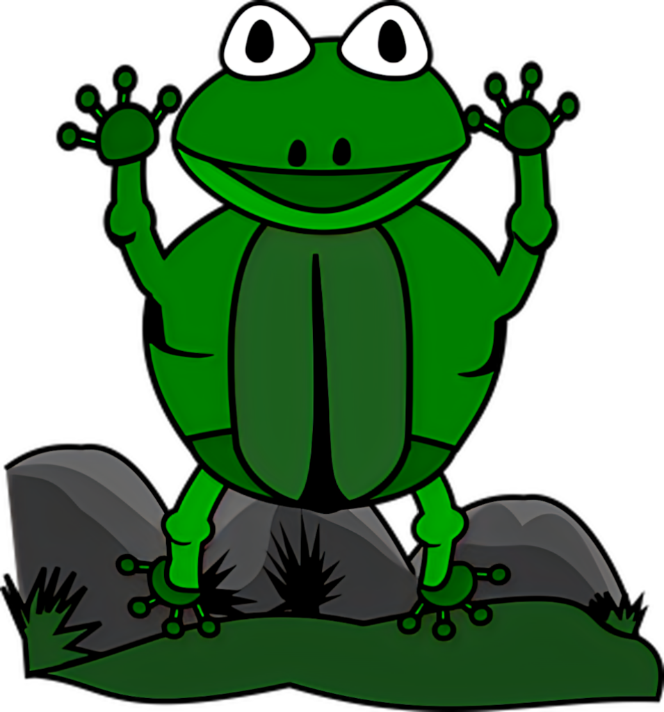 Cheerful Cartoon Frog on Lily Pad - Vibrant Background Wallpaper
