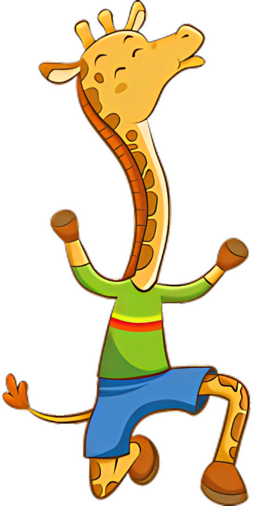 Joyful Dancing Giraffe Wallpaper: Playful Cartoon Design