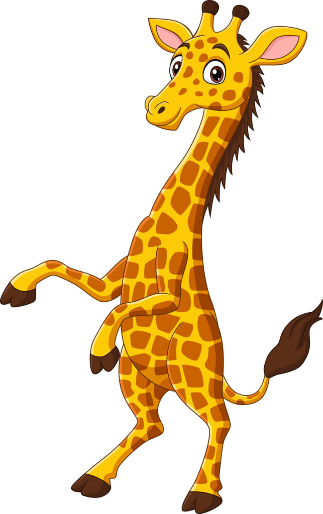 Whimsical Cartoon Giraffe: Cheerful Yellow & Brown Wallpaper Design