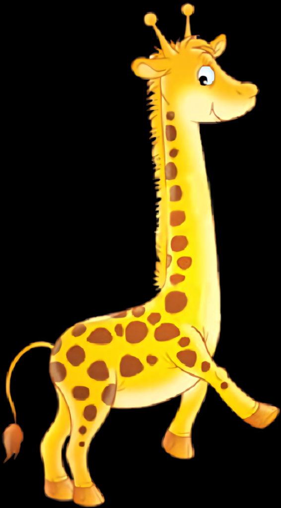 Joyful Cartoon Giraffe Wallpaper with Vibrant Yellow Spots - PNG