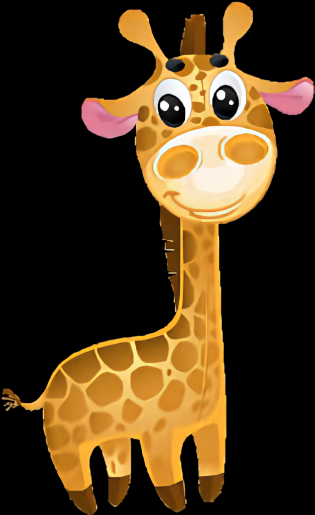 Cute Cartoon Giraffe Wallpaper on Black Background - Vivid & Cheerful