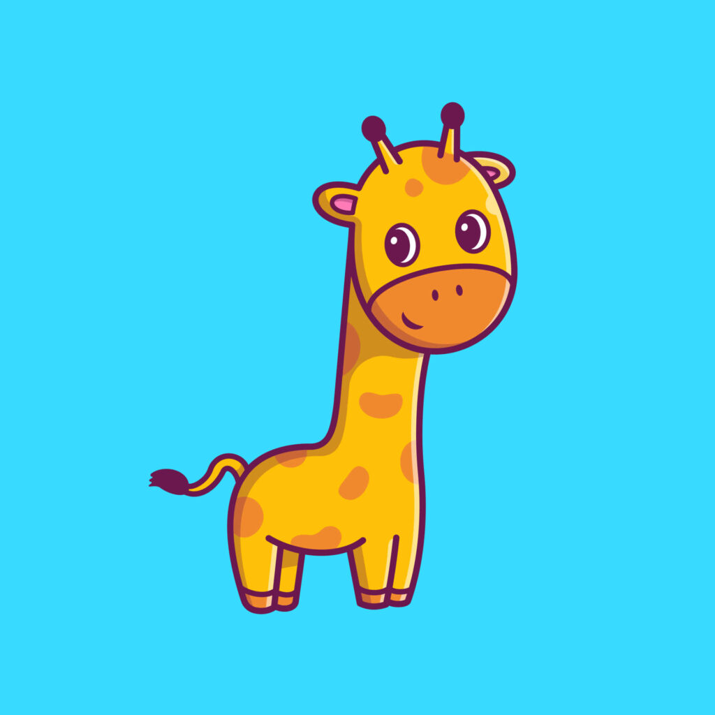 Cheerful Cartoon Giraffe Wallpaper on Bright Blue Background