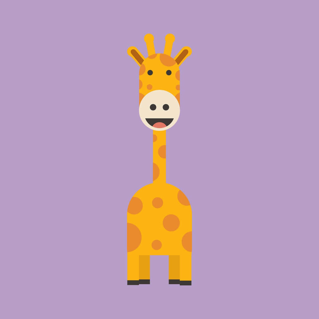 Cheerful Cartoon Giraffe Wallpaper on Purple Background