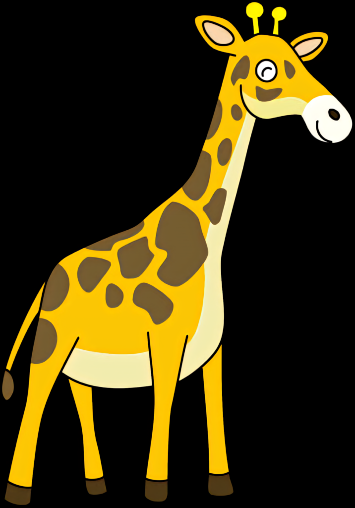Cheerful Cartoon Giraffe Wallpaper on Solid Black Background