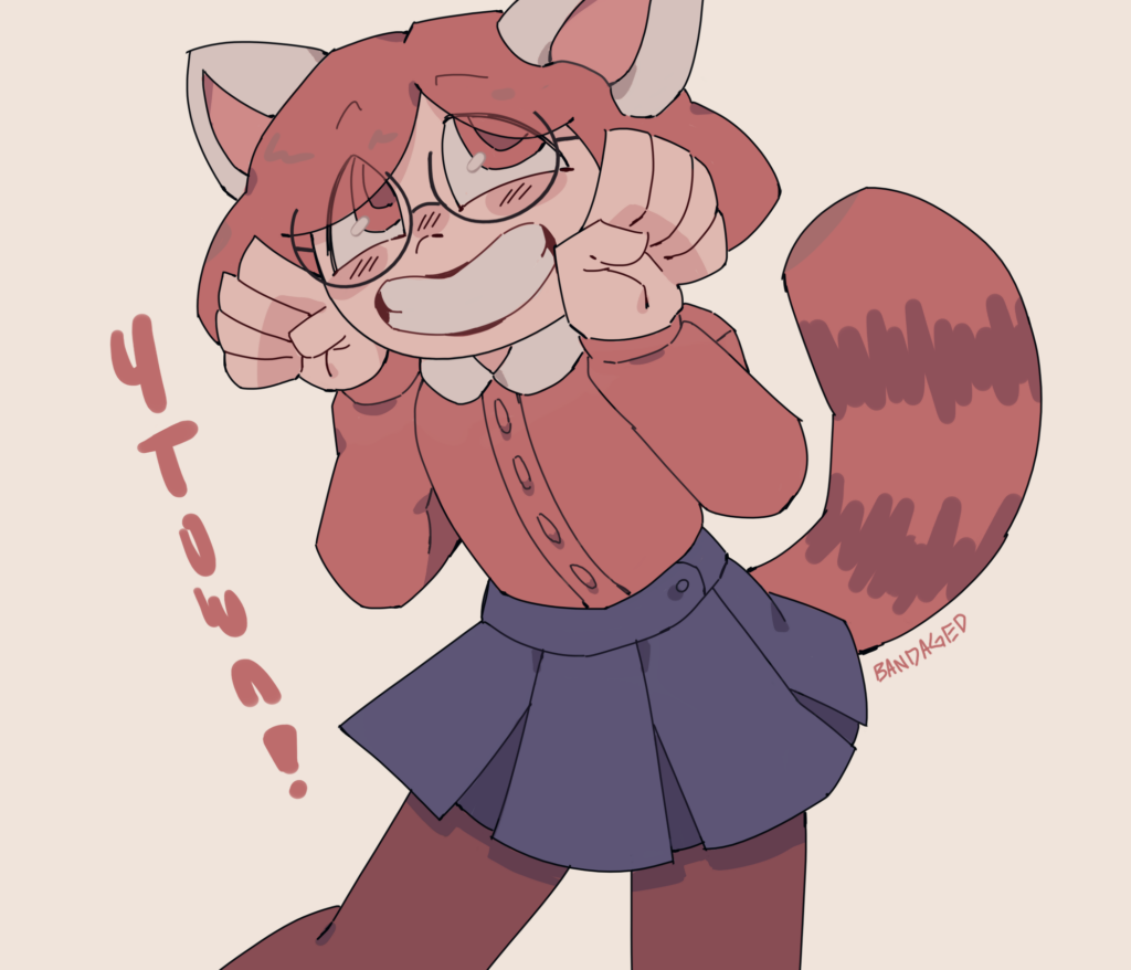 Cheerful Cartoon Girl with Glasses & Red Panda - Turning Red Wallpaper