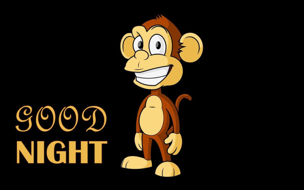 Cheerful Monkey Good Night Wallpaper for Fun Facebook Messages