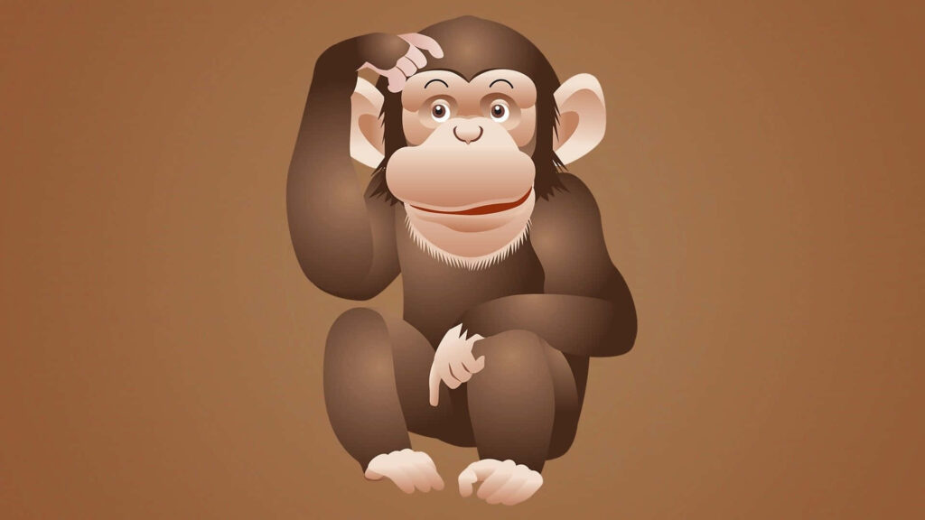 Playful Cartoon Monkey Wallpaper on Soft Brown Background