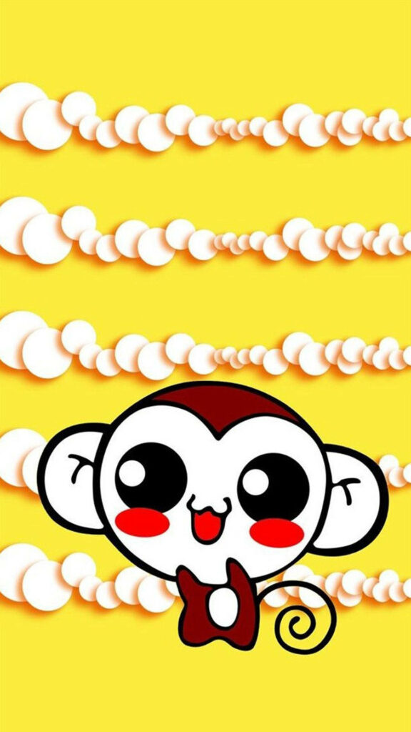 Cheerful Cartoon Monkey Wallpaper with Bright Yellow Background