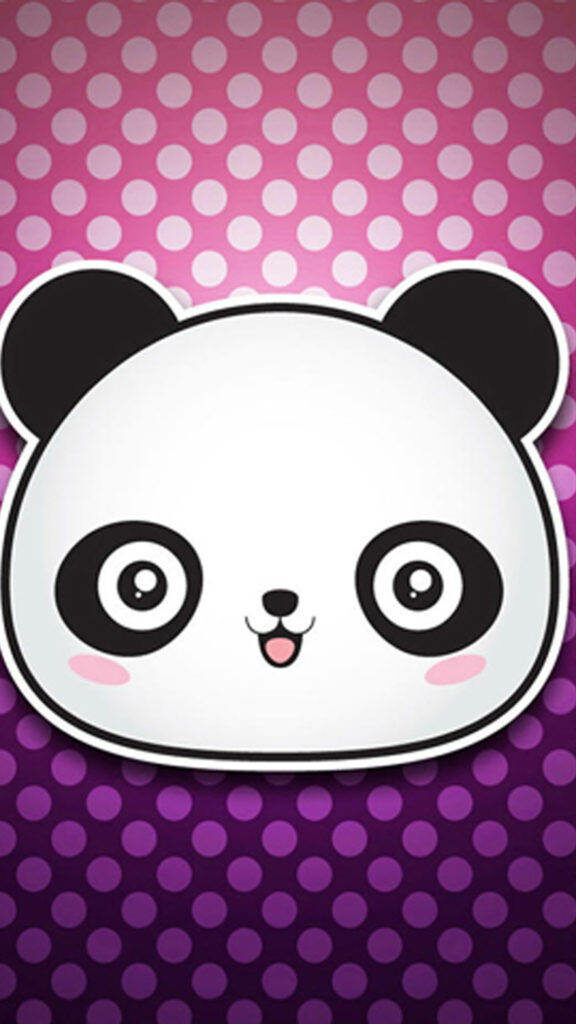 Cheerful Cartoon Panda Wallpaper on Vibrant Purple Background